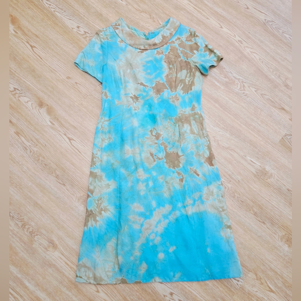 Tailor Vintage Blue and Brown Tie-Dye Maxi Dress